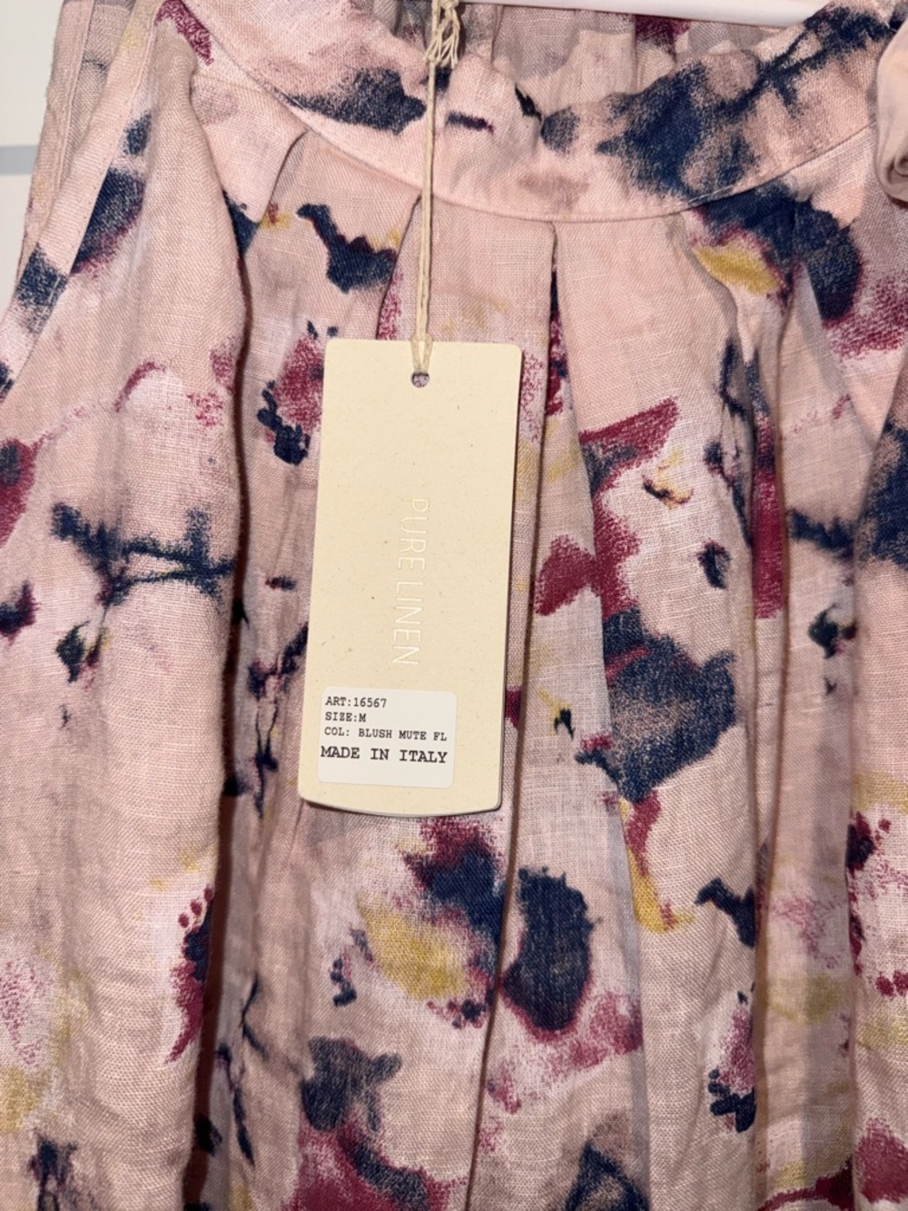 Coastal Pink Floral Italian Linen Shift Dress - Picture 7 of 7